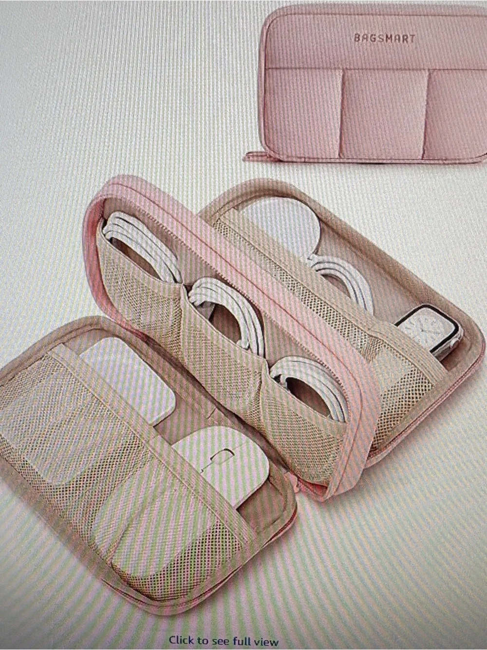 BAGSMART Pink Quilted Travel Organizer Pouch